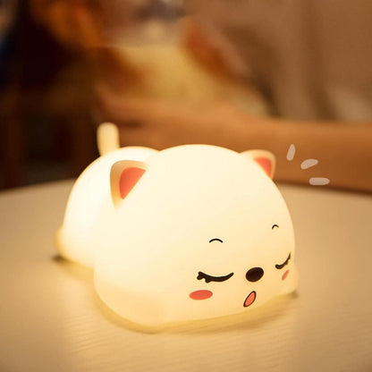 Cute Cat Animal Silicone Baby Night Light